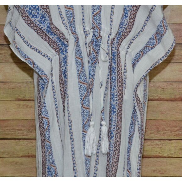 Easel Size M Kimono Top Coverup Open Front Cardigan Geo Print Boho Tassels - Picture 6 of 13